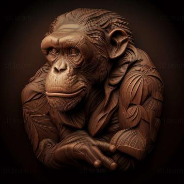 3D model Congo chimpanzee famous animal (STL)